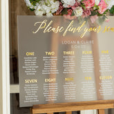 Acrylic Gold Wedding Seating Chart